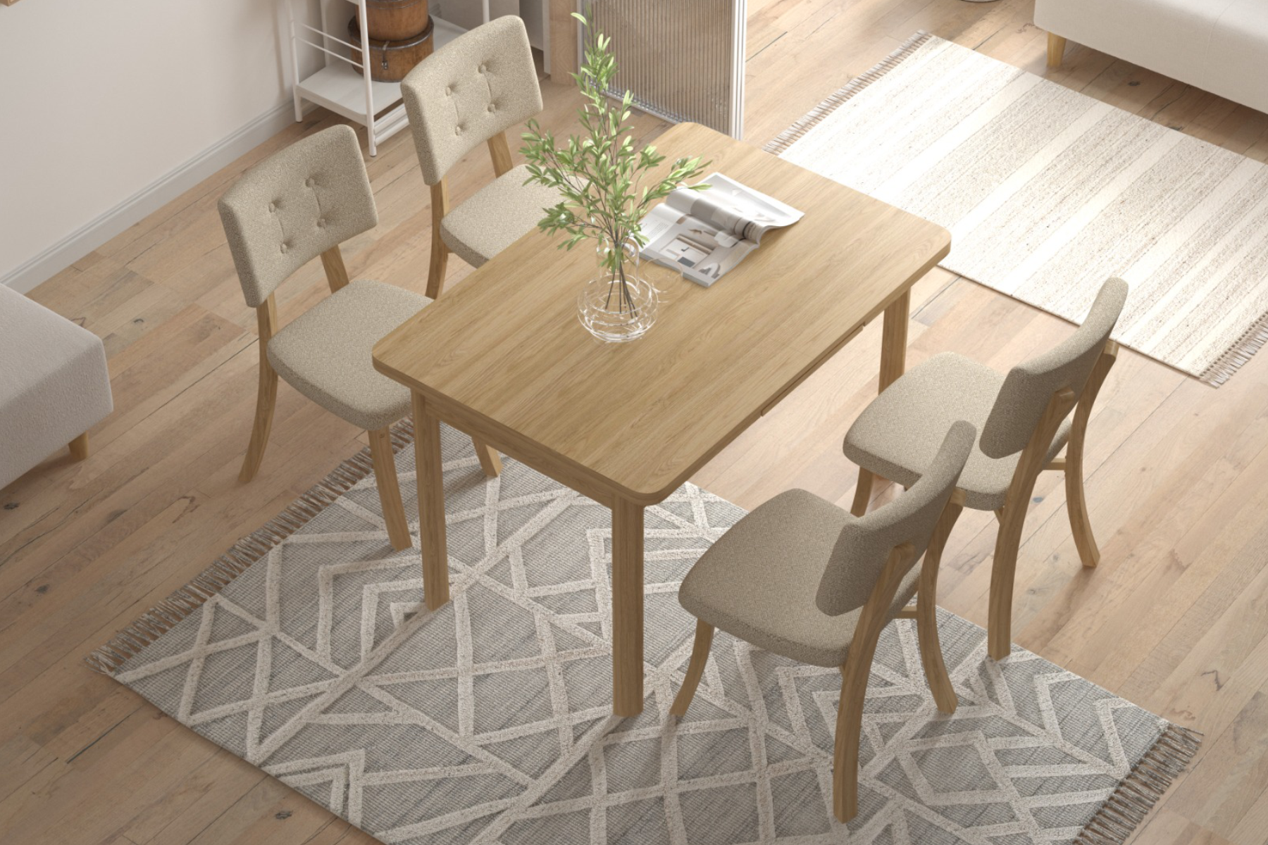 Fırat Masa Mir Sandalye Naturel Takımı - 80x120 cm