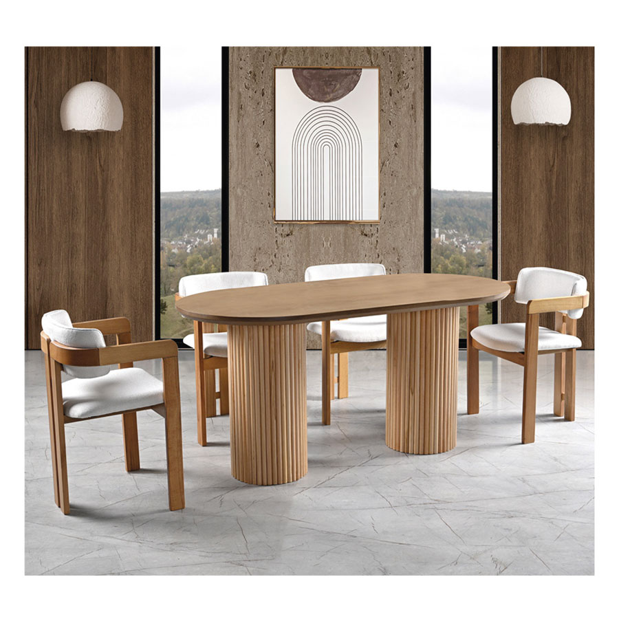 Bil 105 Sabit Masa Ceviz -T Sandalye Takımı - 90x180 