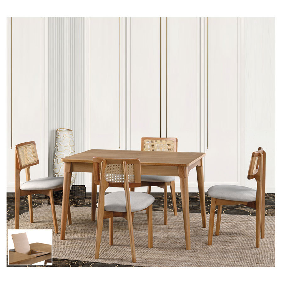 Bil 141 Açılır Masa Naturel Zion Sandalye Takımı - 80x120 cm