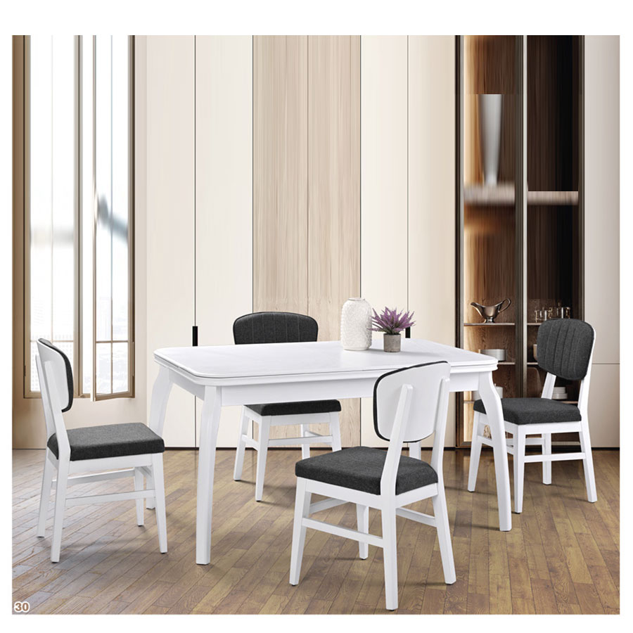 Bil 137-138 Masa Beyaz - Ceviz Sandalye Takımı - 80x120 cm