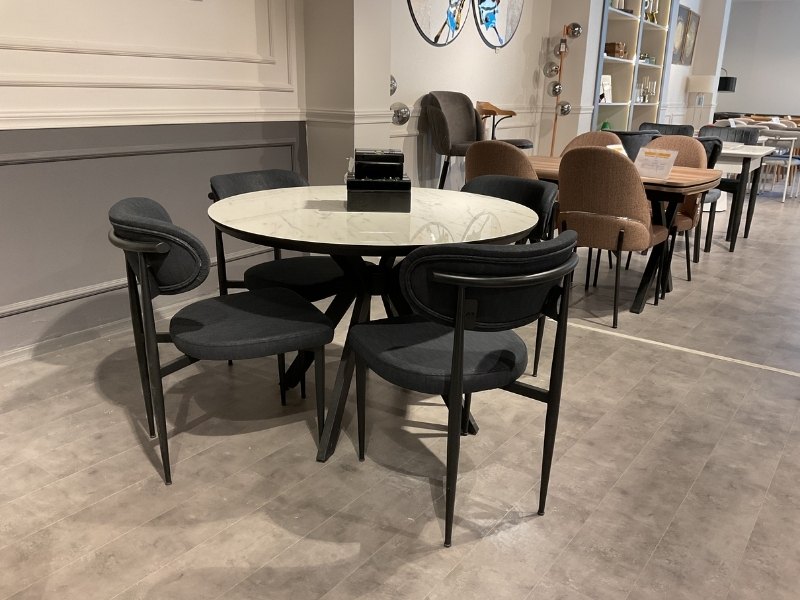 Roza Sandalye - Polo Yuvarlak Mermer Masa 110x110 